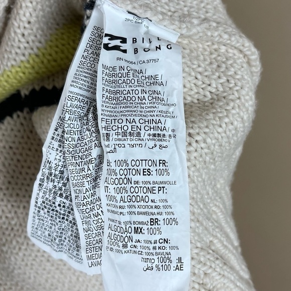 Billabong Size Large Seeing Stripes Sweater Pastel Colorblock Beachy Boho Hippie - Picture 7 of 12